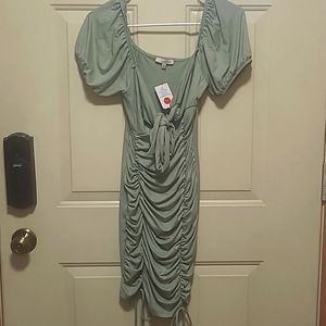 Mint green ruched short dress